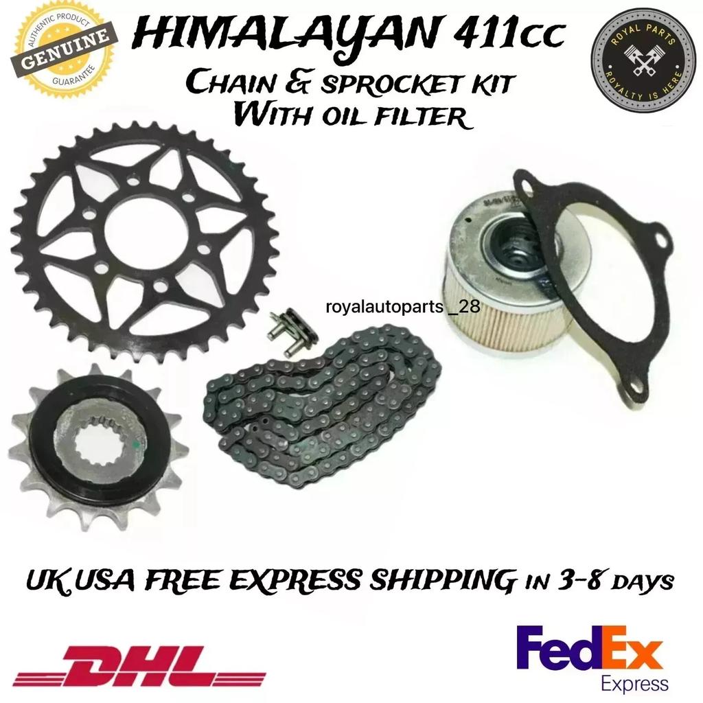 Chain & Sprocket Kit With Oil Filter Fits Royal Enfield Himalayan 411cc