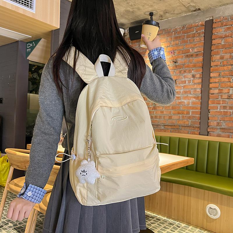 Schoolbag Small Fresh Solid Color Schoolbag Female College Student Versatile Backpack High Value Travel Simple Lightweight Research Small Backpack
