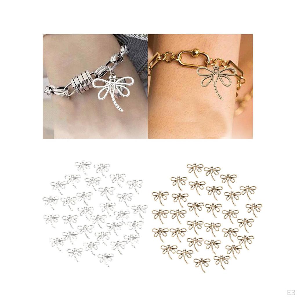 30 Pieces Dragonfly Charms Jewelry Making Pendents Metal for Crafting