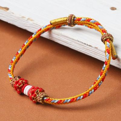 Dunhuang Handgefertigtes Rotes Armband für Damen und Herren, DIY Tibetischer Stil mit Optionalen Goldperlen