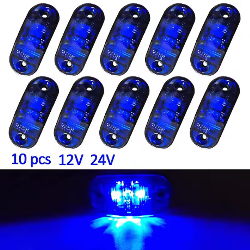 10Pcs Led Side Marker Lights 12v 24v Trailer Trucks Car Warning Lamp Clearance Signal Strobe Light Waterproof Oval Amber Lamp
