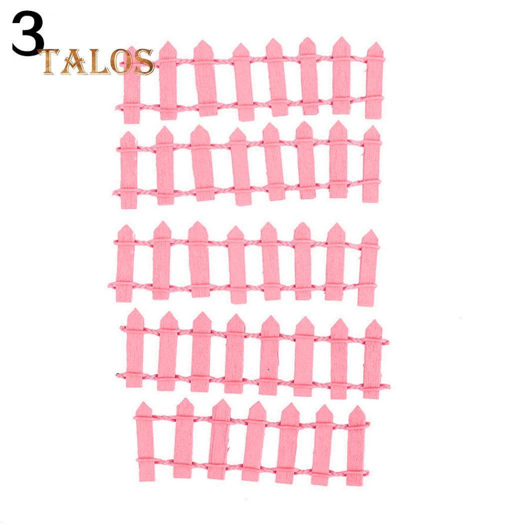 

5 шт. мини прекрасный деревянный забор домашний сад балкон орнамент горшки для растений сказочный пейзаж декор 5pcs розовый