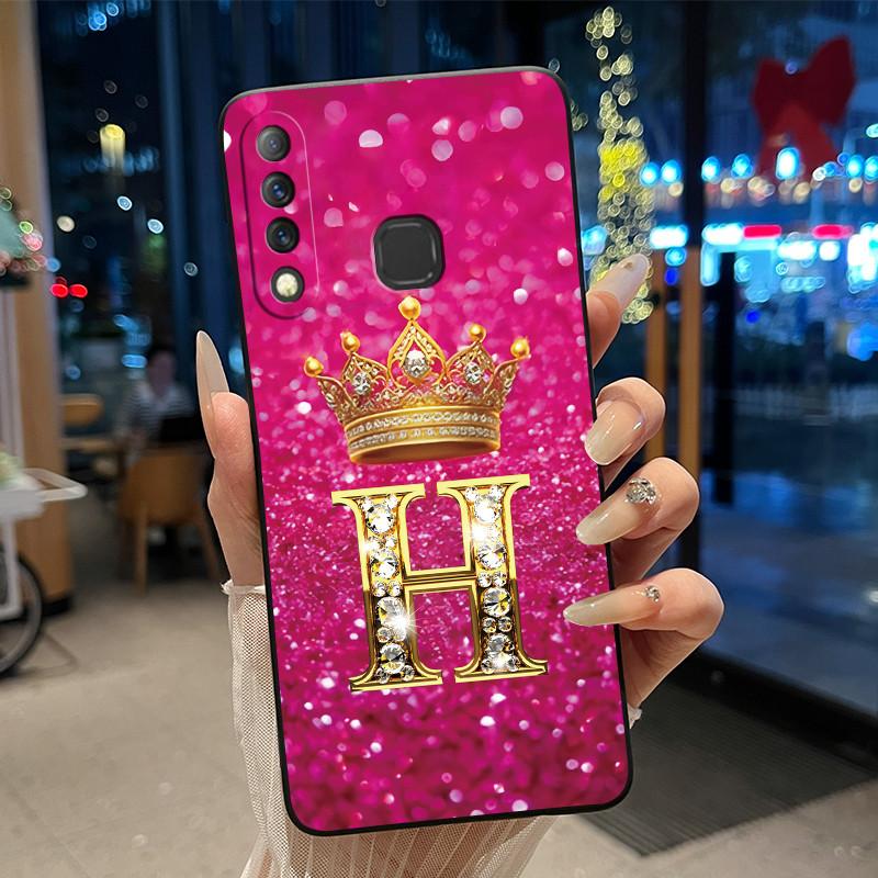 Beautiful A To Z Letter Crown Casing For Infinix S4 Smart3 Plus X626 X267 Case Black Soft Silicone Shockproof Shell