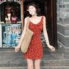 French Retro Red Floral Suspender Dress Women's 2026 Early Spring New Small Waist and Thin Dress
