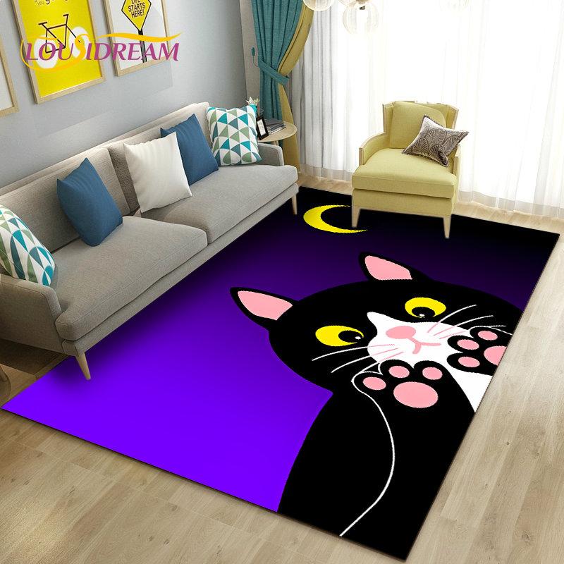 3D Cartoon Cute Cat Area Rug,Carpet Rug for Living Room Bedroom Sofa Doormat Kitchen Decoration,Kid Play Game Non-slip Floor Mat