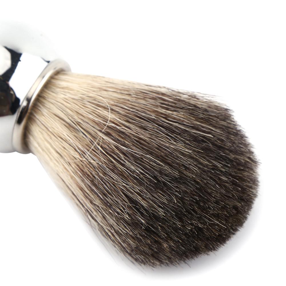Alloy Shaving Soap Mug Bowl With Lid   Silver Handle Faux Badger Hair Brush Men Shave Tool Kit
