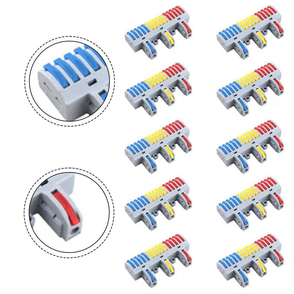 Terminal Block Kit 10pcs 3 Inputs 15 Outputs with 32A Wire Connectors Suitable for Electrical Wire Connections