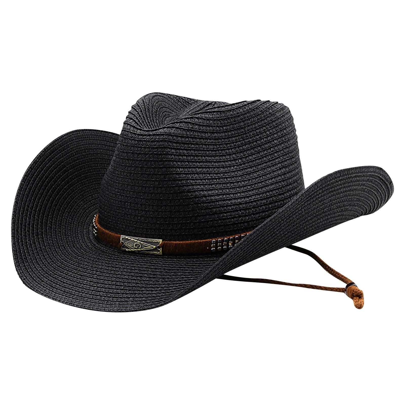 

Классическая джинсовая шляпа с поясом для женщин и мужчин, летняя шляпа от солнца с подворотом, джинсовая шляпа в стиле вестерн, шляпа от солнца One Size чёрный