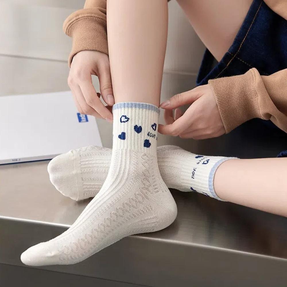 10 Pairs Cartoon Pattern Short Socks Breathable Middle Tube Socks Comfortable Ankle Socks  Summer