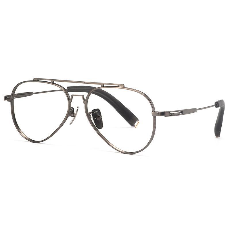 

USA Designer Replica 143mm Big Size Pilot Glasses Ultra Light Pure Titanium Double Bridge Frames Men Vintage Eyewear Demo Lens бронзовый