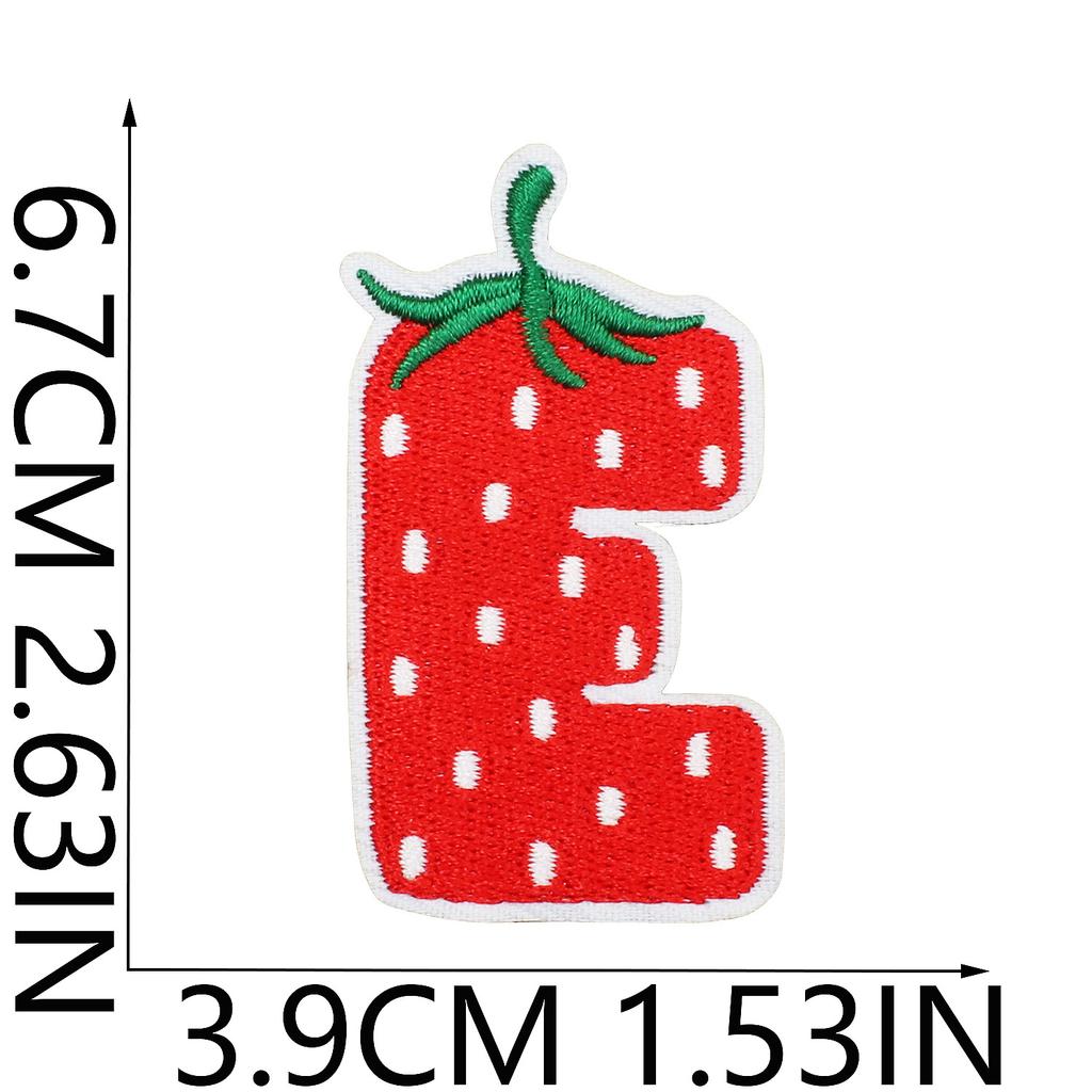 Strawberry English Letter Embroidery Cloth Sticker Bag Decoration 26 English Text Patch Stickers Heat Transfer Computer Embroidery Label