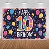 10th  Birthday Party Decoration Backgound Surprise Colorful Glitter Balloon Gift Banner Boys Girls Happy Photography Studio Prop