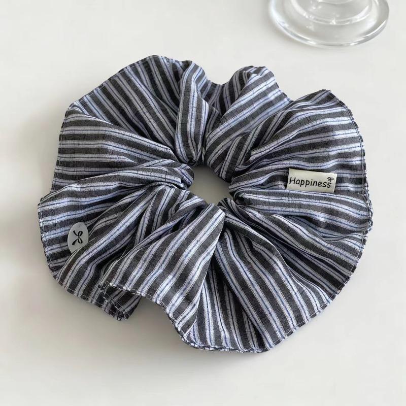 

Korean Style Small Fresh Blue Striped Large Intestine Headband Niche Lazy Style Low Ponytail Headband Women s Hair Accessory One Size синій