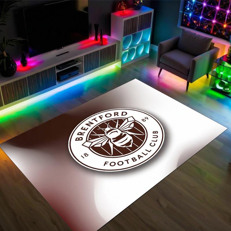 Brentford Football Design Crystal Velvet Carpet Cozy Non?Slip Printed Rug For Bedroom Living Room Entrance