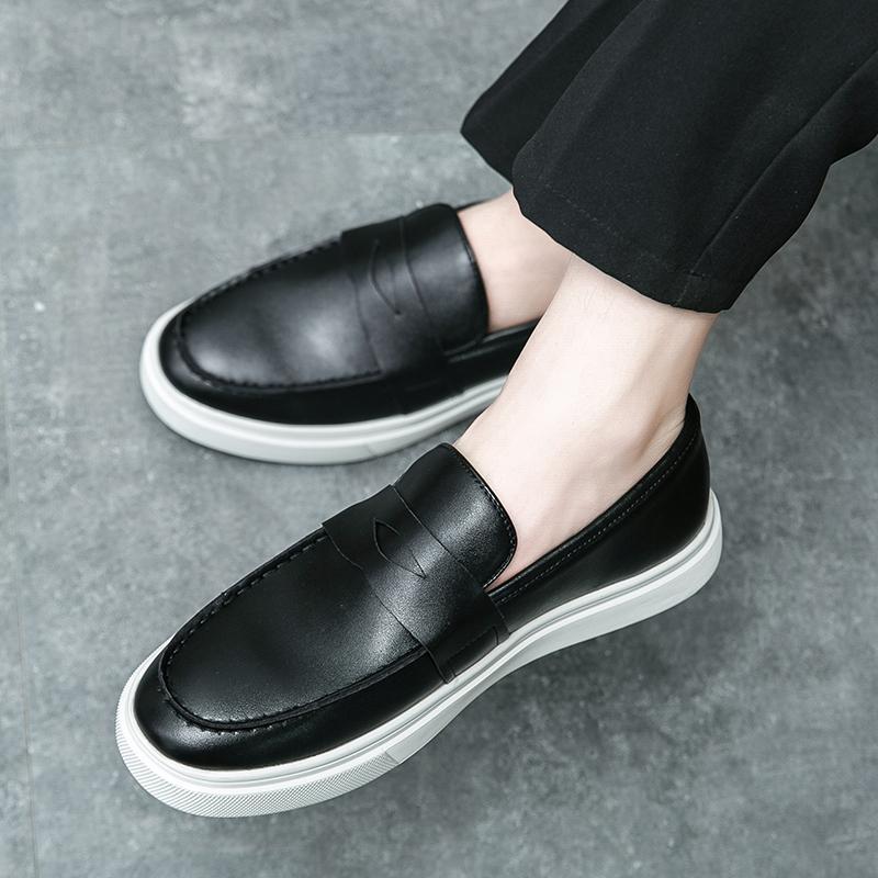 New Fashion Penny Loafers Men Slip-on Dark Brown Leather Casual Comfortable Driving Shoes Male Slip On Footwears