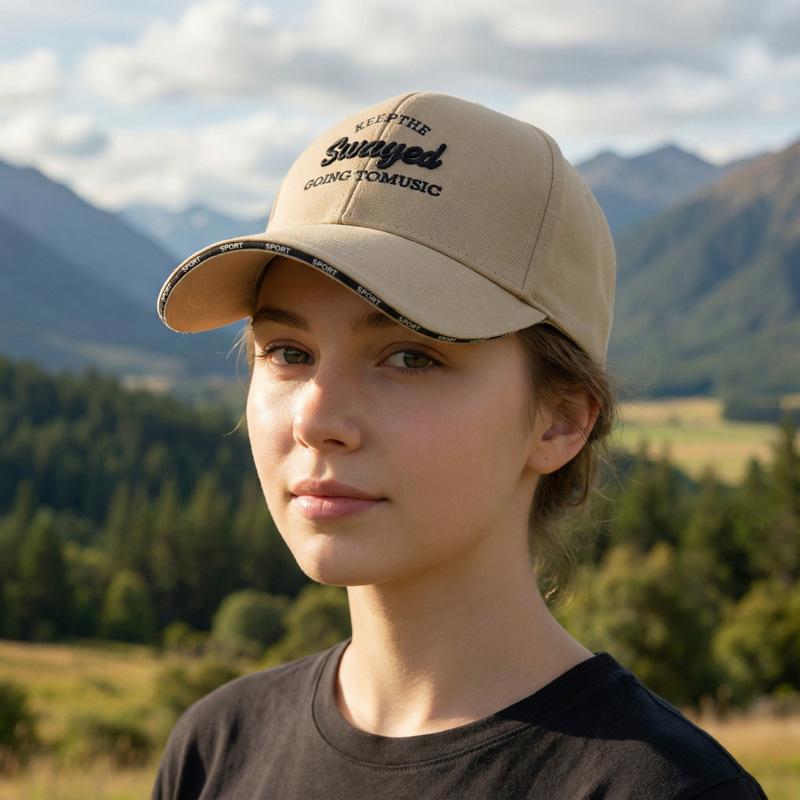 Outdoor Unisex Sun Protection Baseball Cap Embroidered Letter Small Face Flattering Wide Brim Hat Casual Fashion Style
