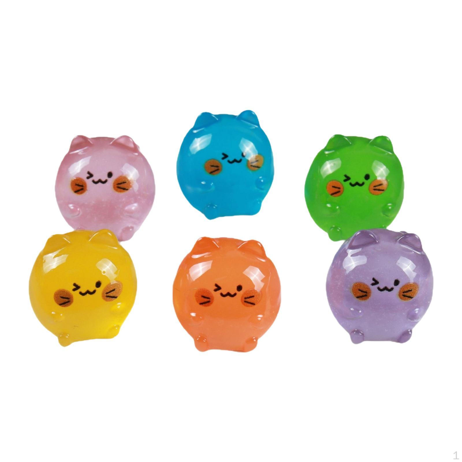 6 Pieces Miniature Cat Figurines Luminous Adorable Versatile Cute Statues for Office Desk