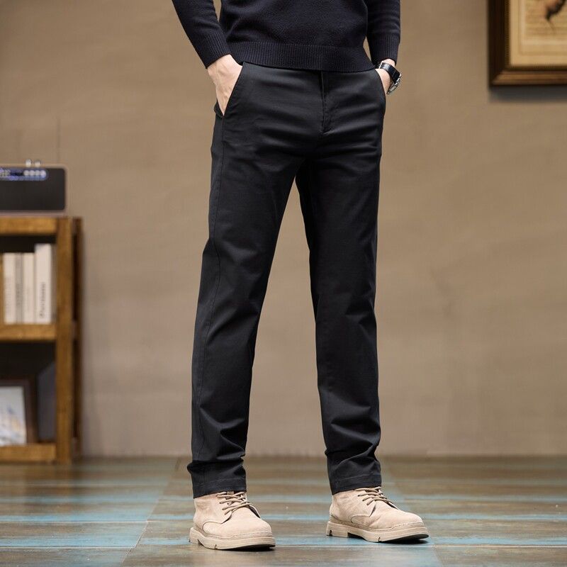 Factory Surplus Spring and Autumn Pure Cotton Casual Pants for Men, High-End Business Khaki Straight-Leg Dress Pants, Versatile Long Pants
