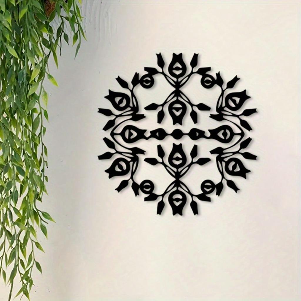 Vintage Metal Wall Art Evil Eye Mandala Black Floral Iron Decor Spiritual Protection Gift Zen Home Meditation