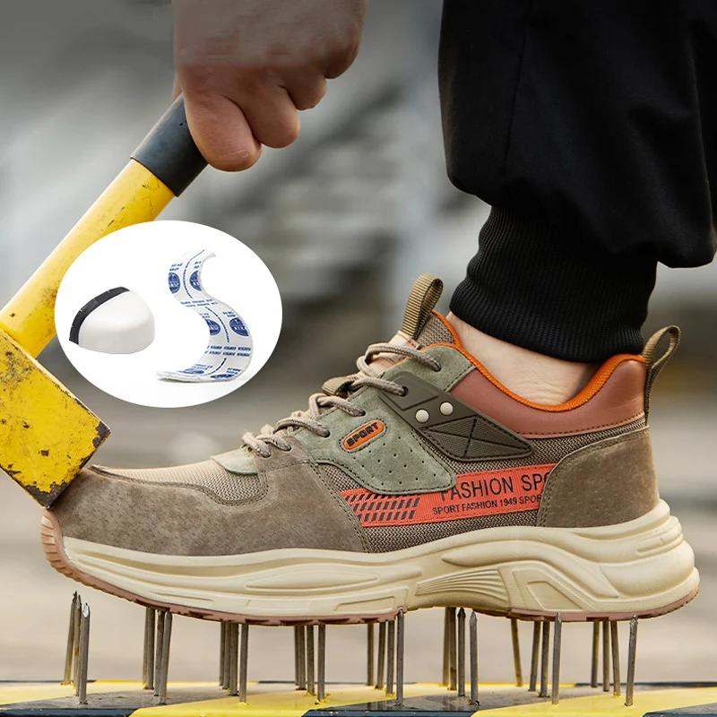 summer work shoes with plastic toe Anti Puncture Anti Smashing labor shoes industrial construction site safety shoes for men