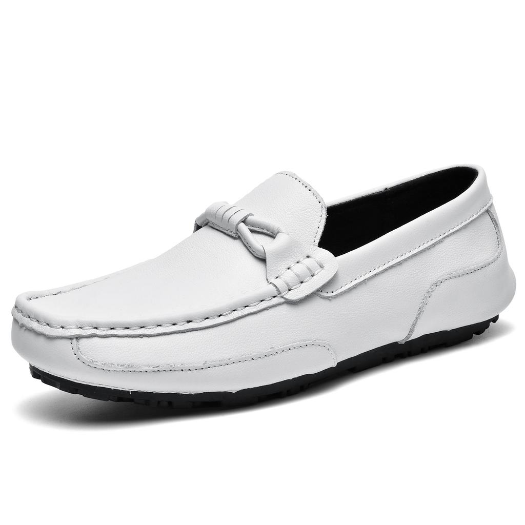 2025 Autumn and Winter New First-layer Leather Lazy Shoes Small Size Men's Casual Leather Shoes Soft-faced Leather Doudou Shoes Driving Shoes