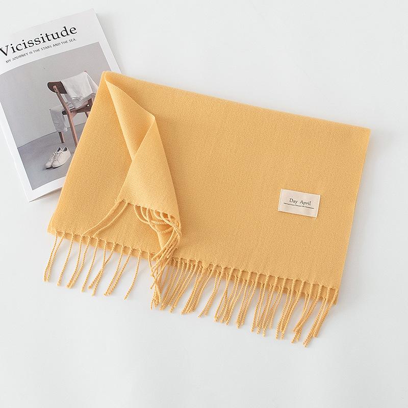 Cashmere feel solid color scarf women's imitation cashmere autumn and winter atmosphere versatile medium and long shawl scarf