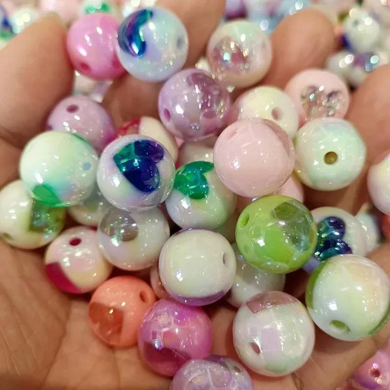 

CH58 Cute 5 Pcs Plating Color Design Sense Heart Lovely Charm Beads Jewelry Girl Pink Beads Handmade Bracelets DIY Popular Chain 5Pcs 16mm