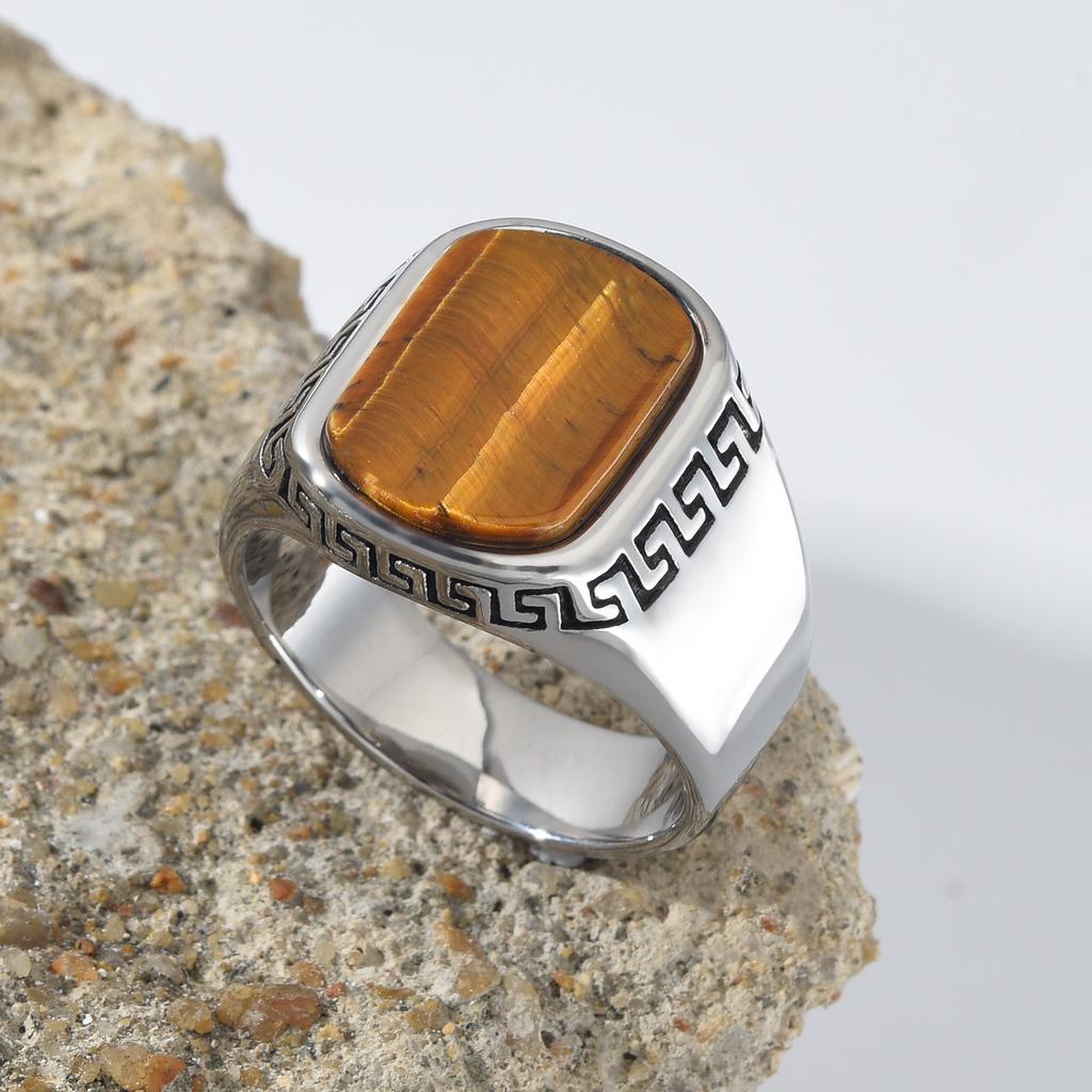 R3509 Men's High Quality 316LStainless Steel Onyx Gild Rings Classic Fashion Trend Jewelry Product