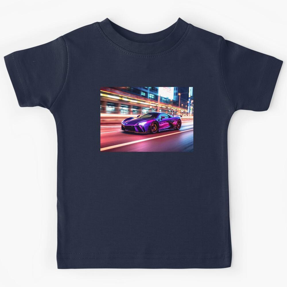 expensive sport car in neon colors Kids T-Shirt 140