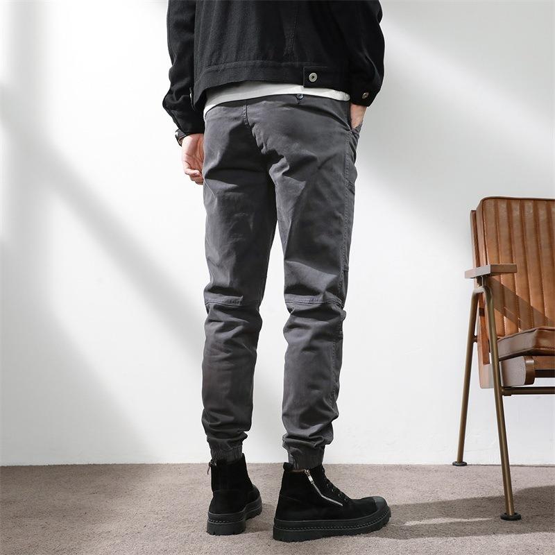 Autumn and winter simple leggings men's trend fashion versatile commuter casual pants loose and comfortable pure cotton overalls
