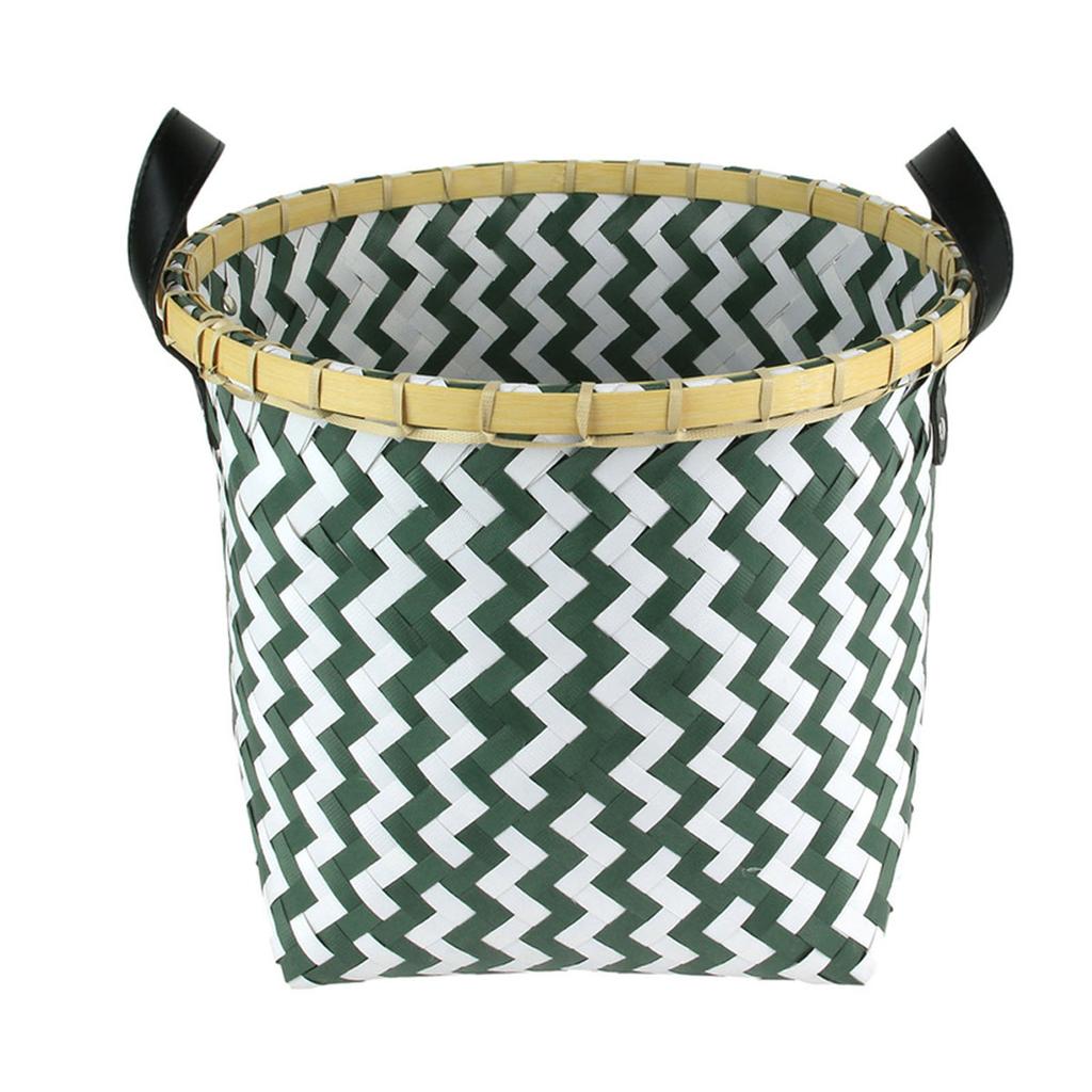 Les Trésors De Lily [R2475] - Set of 3 Green White 'Boho' Woven Baskets - 43. 5x43. 5x36cm