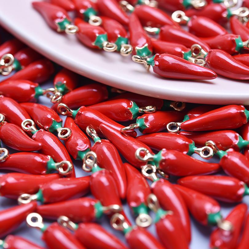 10Pcslot Three Dimensional Chili Peppers Charms For Jewelry Making Supplies Enamel Charm Handmade Earrings Necklace Diy Pendant