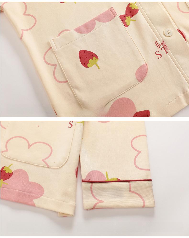 Girls' Cotton Kimono Pajama Set - Long-Sleeve Cardigan & Trousers with Cute Cartoon Design for Spring and Autumn