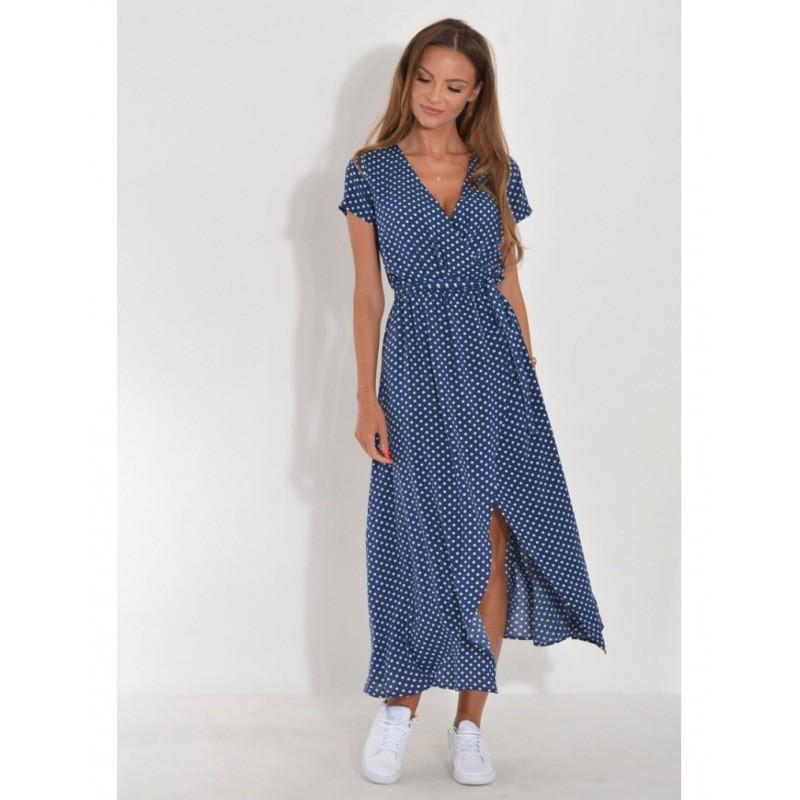 Euro Style Short Sleeve V Neck Printed Dress With High Waist For Summer Streetwear