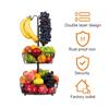 Eisen Hängender Bananen Doppelstöckiger Obstkorb Küchenregal Wohnzimmer Organizer Korb Abnehmbar