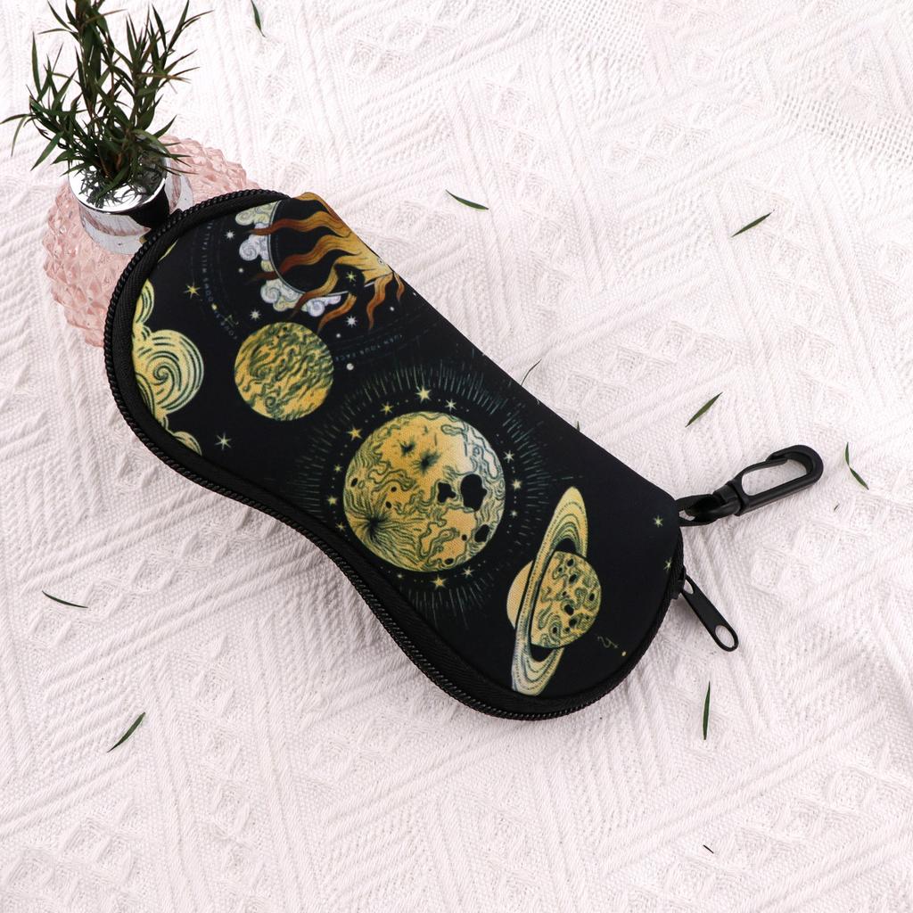 Celestial Galaxy Sunglasses Case, Soft Neoprene Glasses Bag With Carabiner, Portable Protective Eyeglass Pouch For Women Men