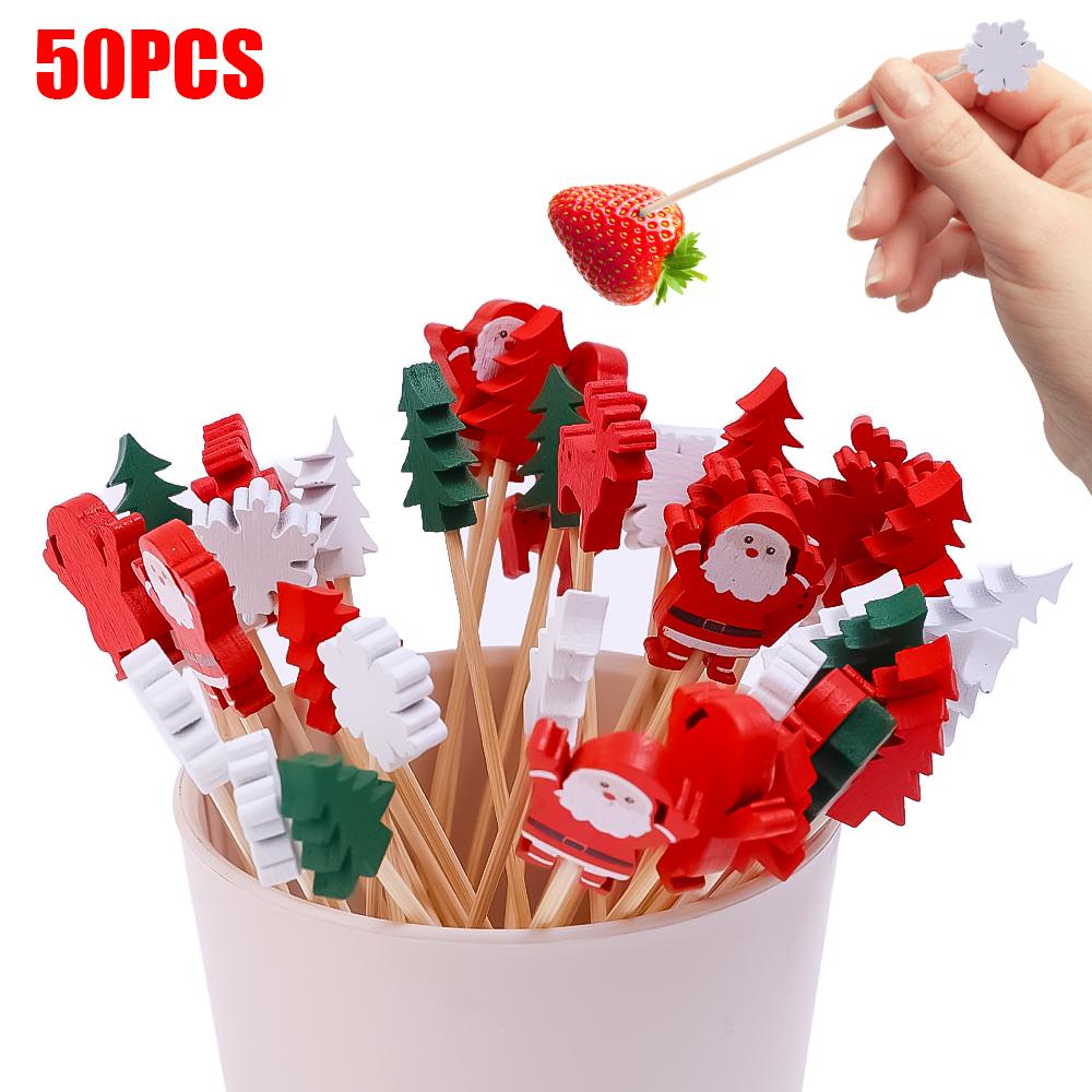 

50шт рождественские одноразовые бамбуковые палочки