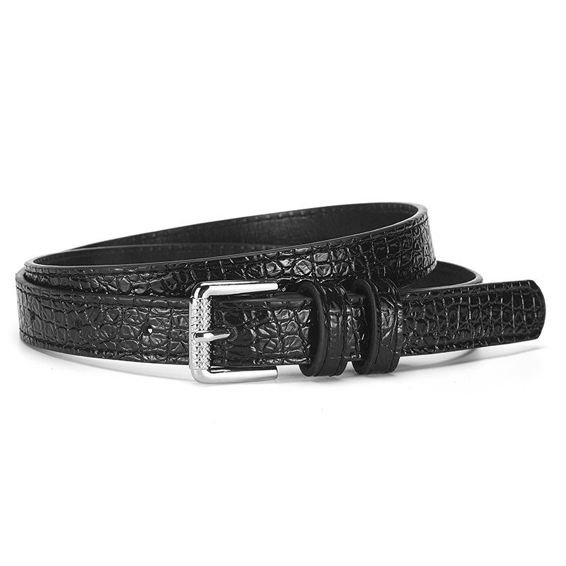Boucle Argentée Fine Ceinture Mode Femme Décontractée Robe Jeans Accessoires Ceinture Bleue Filles Cuir PU Ceinture Noire 105CM