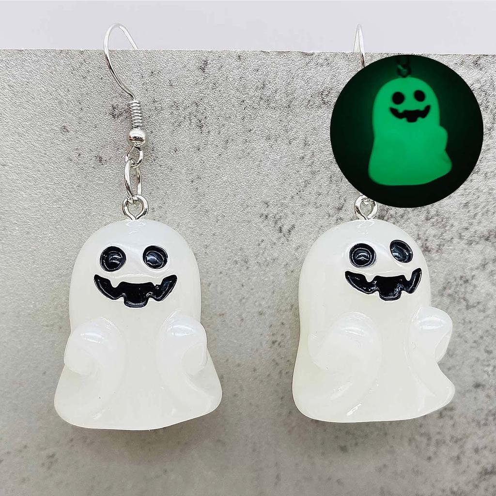 Nattlys Ghost Akryl Halloween Halskjede Halloween Tiny Glow-In-The-Mørke skumle sjarmøredobber Festsmykker Gaver til kvinner