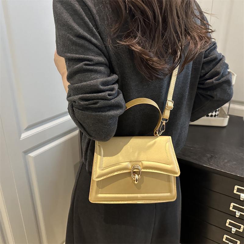 Handbag Bag Women's New Solid Color Texture Handbag Commuting Simple Messenger Small Square Bag
