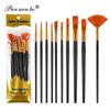 10-Piece Plastic Handle Oil Paint Brush Set for Students