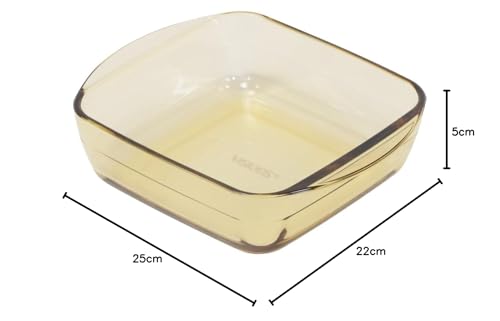 VISIONS CP-8836 1.6L Square Heat-Resistant Glass Baking Dish, Microwave, Oven, and Dishwasher Safe