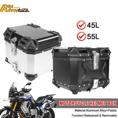 45L/55L Universal Aluminum Alloy Top Case Motorcycle Tail Box Trunk Luggage Storage Case For VOGE For BMW For Honda Rear Top Box