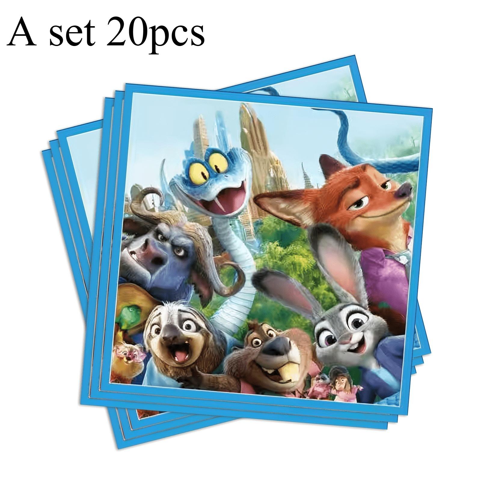Disney Zootopia Napkins, Party Themed Disposable Napkins, Table Decorations, Outdoor Picnics and Party Celebrations 20pcs Zootopia Napkins