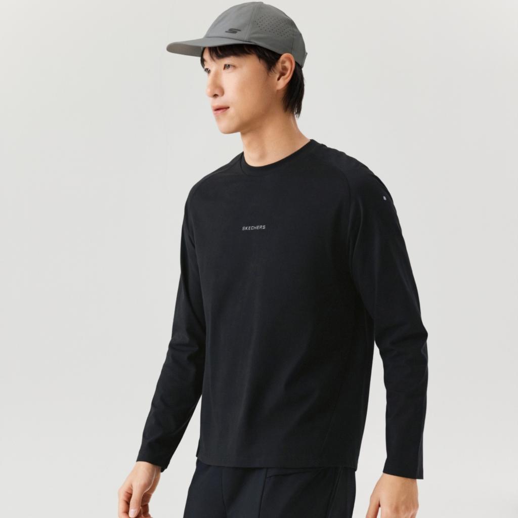 Skechers Moisture Wicking Quick Dry Breathable Solid Color Long Sleeve T-Shirt Men tops P326M053-0018