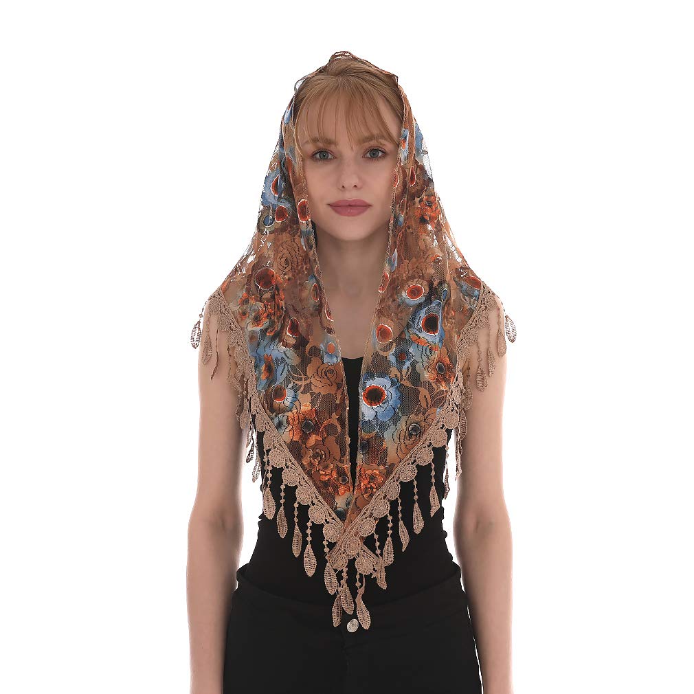 Fashion Church Shawl Lace Veil Polyester Scarf Bandana Church Prayer Wedding Mantilla Chapel White Embroidered Hijab Women Scarf