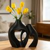 1 Pair Snuggle Hollow Heart Shaped Vase, Minimalist Modern Flower Vase, Nordic Boho Style Decorative Vase for Living Room Shelf, Mantle, Entryway,