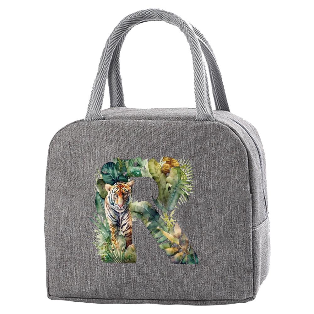 Portable Food Insulation for Traveling Jungle Tiger Letter Printing Box Picnic Waterproof Oxford Zipper Insulation Lunch Bag