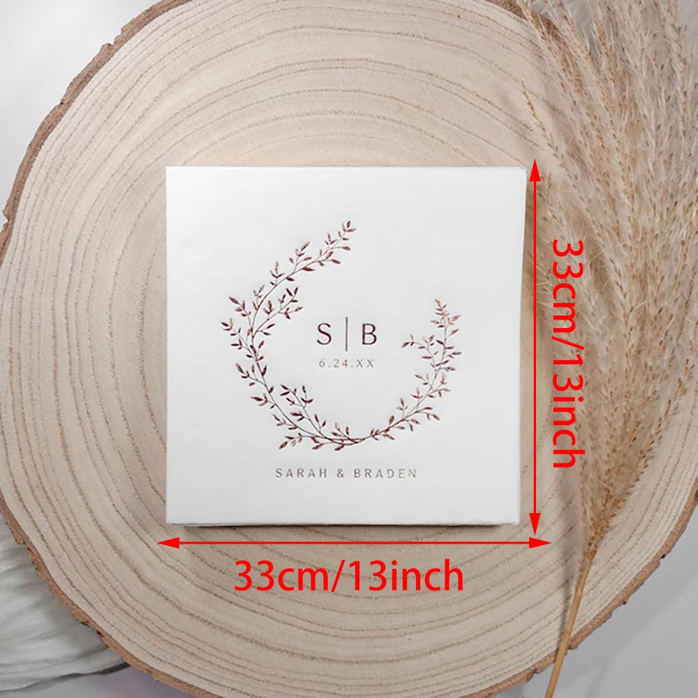 Custom Wedding Napkins Elegant Cocktail Napkins Wedding Bar Bachelorette Party Table Decor Bridal Shower Engagement Gift
