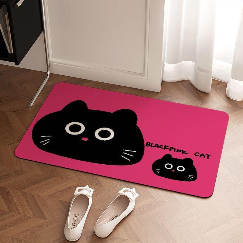 Entry Mat Entry Bathroom Mat Bathroom Absorbent Non-slip Mat Door Mat Carpet Foot Mat Cartoon Color Cat Mat